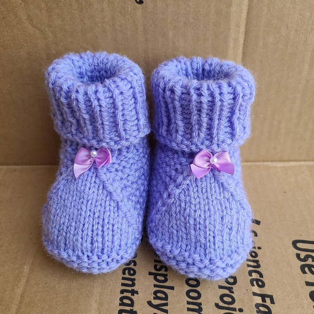 Cute Baby Booties Knit Baby Boots Baby Shower Booties Lilac Size 6-9 Months